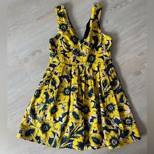 J. Crew Yellow and Black Floral Dress